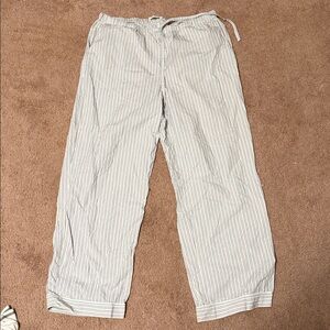 Womens Light Blue Striped Cotton Lounge Pants